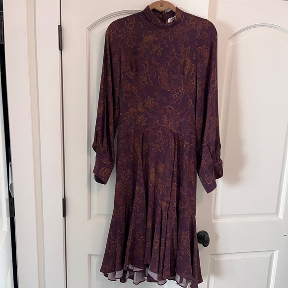 AMUR Wine Colored floral dress Size 2 - Picture 1 of 2